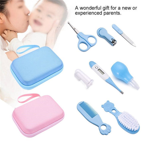 JC08  8-in-1 Baby Nail Clipper Kit Thermometer Nasal Aspirator Comb Brush Infant Baby Nail Care Set