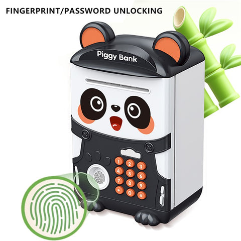 7602 Kid's Piggy Bank Cash Coin Can Fingerprint ATM Panda Shaped Toy Gift for Children