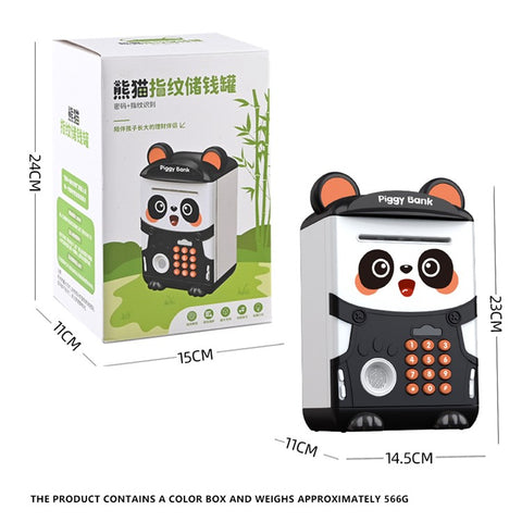7602 Kid's Piggy Bank Cash Coin Can Fingerprint ATM Panda Shaped Toy Gift for Children