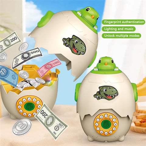 333-74 Kids Cartoon Dinosaur Egg Piggy Bank Password Protection Educational Money Bank