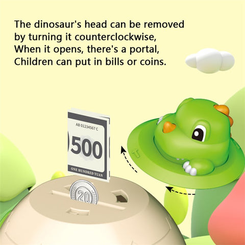 333-74 Kids Cartoon Dinosaur Egg Piggy Bank Password Protection Educational Money Bank