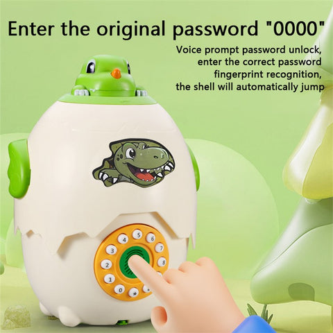 333-74 Kids Cartoon Dinosaur Egg Piggy Bank Password Protection Educational Money Bank