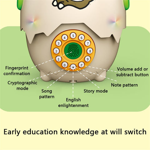 333-74 Kids Cartoon Dinosaur Egg Piggy Bank Password Protection Educational Money Bank