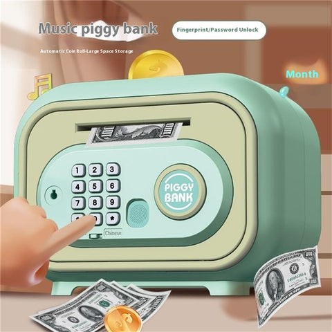 7605 Children Electronic Piggy Bank Smart Fingerprint Automatic Saving Money Box with Key