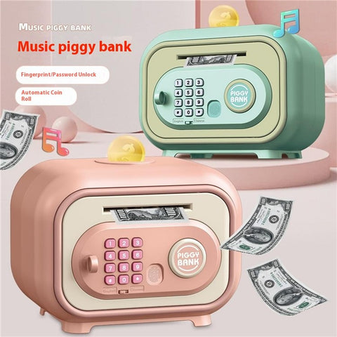 7605 Children Electronic Piggy Bank Smart Fingerprint Automatic Saving Money Box with Key