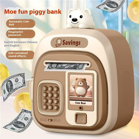 7603 Cartoon Animal Children Electronic Piggy Bank Password + Fingerprint Automatic Saving Money Box