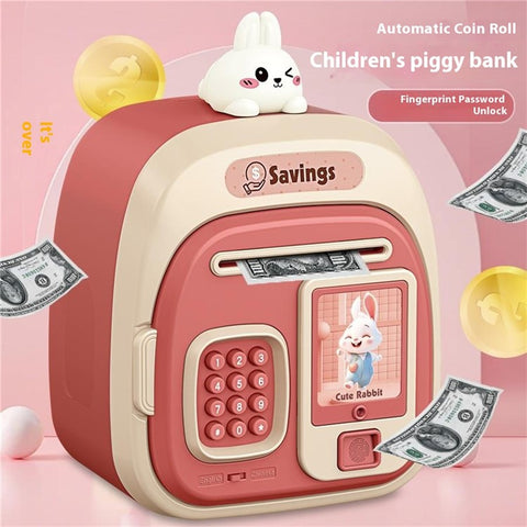 7603 Cartoon Animal Children Electronic Piggy Bank Password + Fingerprint Automatic Saving Money Box