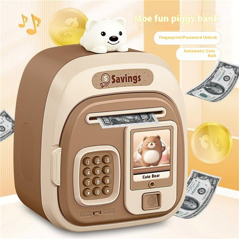 7603 Cartoon Animal Children Electronic Piggy Bank Password + Fingerprint Automatic Saving Money Box
