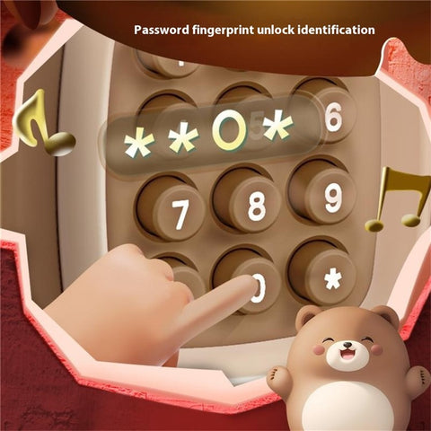 7603 Cartoon Animal Children Electronic Piggy Bank Password + Fingerprint Automatic Saving Money Box