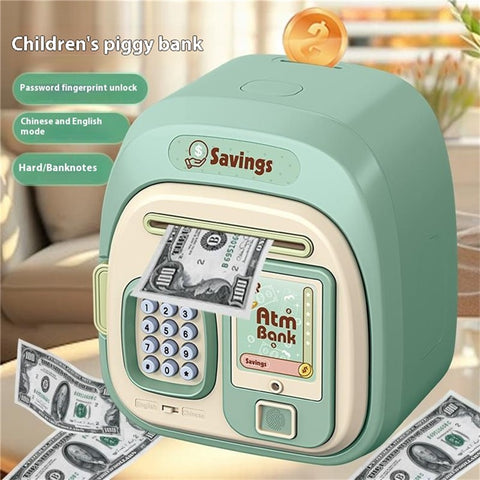 7604 Password + Fingerprint Automatic Saving Money Box Children Electronic Piggy Bank