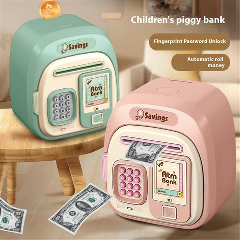 7604 Password + Fingerprint Automatic Saving Money Box Children Electronic Piggy Bank