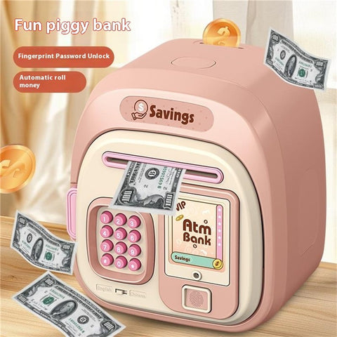 7604 Password + Fingerprint Automatic Saving Money Box Children Electronic Piggy Bank