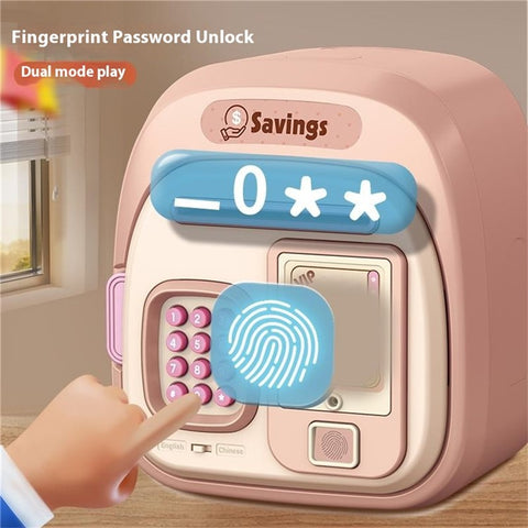 7604 Password + Fingerprint Automatic Saving Money Box Children Electronic Piggy Bank