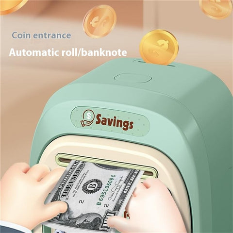 7604 Password + Fingerprint Automatic Saving Money Box Children Electronic Piggy Bank