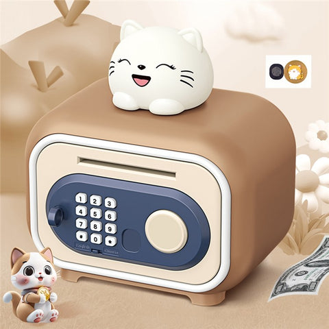 7606 Automatic Money Rolling ATM Deposit Machine Fingerprint / Key Unlock Piggy Bank Toy