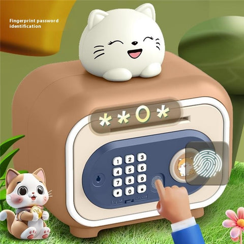 7606 Automatic Money Rolling ATM Deposit Machine Fingerprint / Key Unlock Piggy Bank Toy
