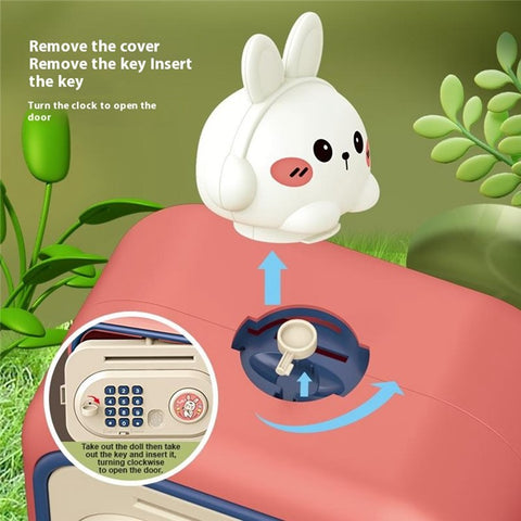 7606 Automatic Money Rolling ATM Deposit Machine Fingerprint / Key Unlock Piggy Bank Toy