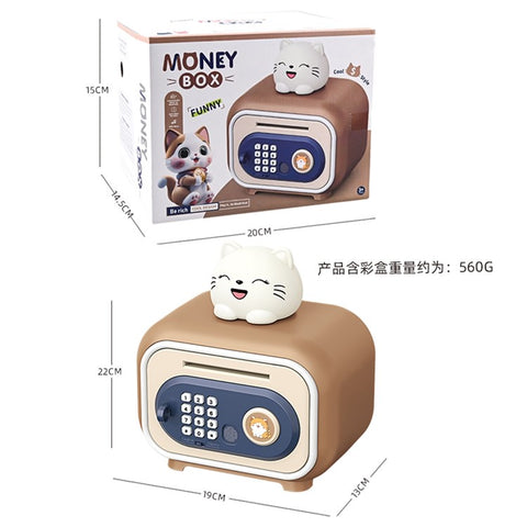 7606 Automatic Money Rolling ATM Deposit Machine Fingerprint / Key Unlock Piggy Bank Toy