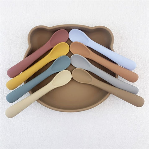 Silicone Baby Feeding Spoon First Stage Baby Infant Small Spoons Soft Toddlers Training Spoon for Children Self Feeding (BPA-Free, FDA Certification)