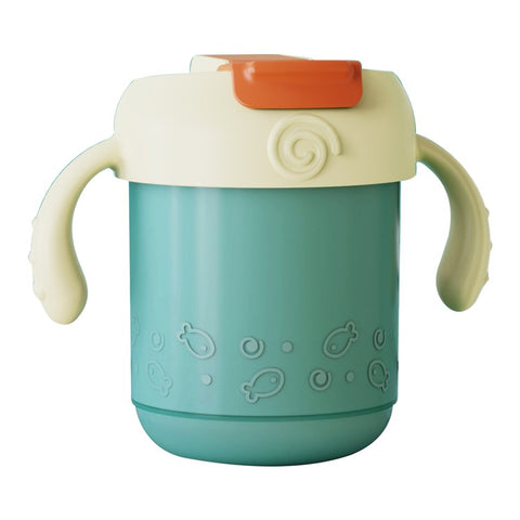 JIAYI BABY Scale Design Kids Learning Drinking Cup Stainless Steel+PP Drinking Bottle with Silicone Straw (BPA-Free, No FDA Certified)