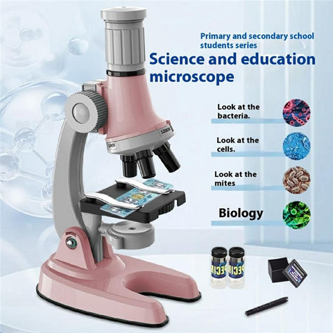 3301 STEM Educational Microscope Toy 100X / 600X / 1200X Magnification Science Kit Biology Experiment Equipment