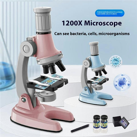 3301 STEM Educational Microscope Toy 100X / 600X / 1200X Magnification Science Kit Biology Experiment Equipment