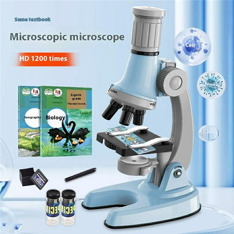 3301 STEM Educational Microscope Toy 100X / 600X / 1200X Magnification Science Kit Biology Experiment Equipment