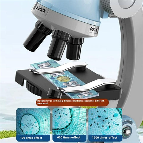 3301 STEM Educational Microscope Toy 100X / 600X / 1200X Magnification Science Kit Biology Experiment Equipment