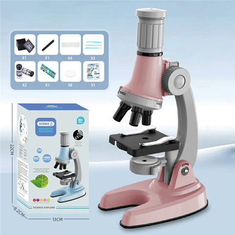 3301 STEM Educational Microscope Toy 100X / 600X / 1200X Magnification Science Kit Biology Experiment Equipment