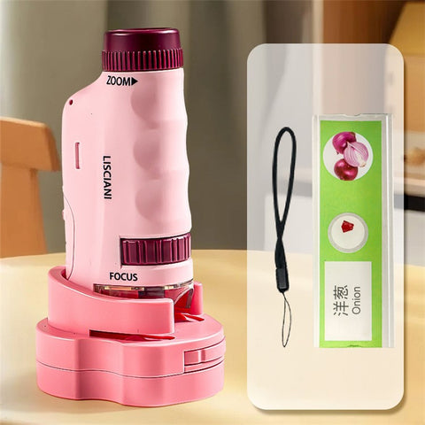 2509 Children Calibrated 180X Microscope with Base Handheld Portable STEM Optical Microscope Educational Toy