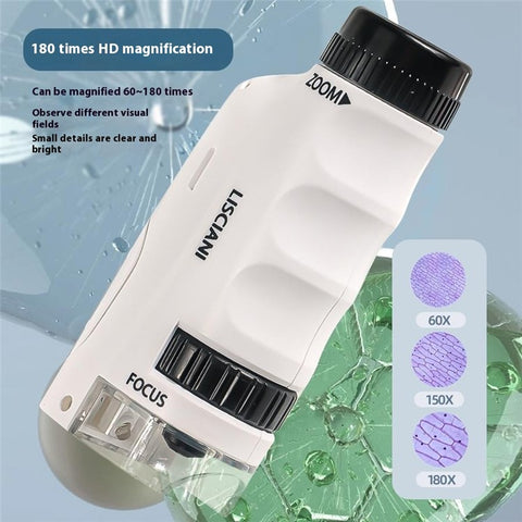 2509 Children Calibrated 180X Microscope with Base Handheld Portable STEM Optical Microscope Educational Toy