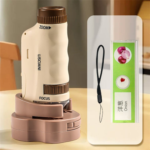 2509 Children Calibrated 180X Microscope with Base Handheld Portable STEM Optical Microscope Educational Toy