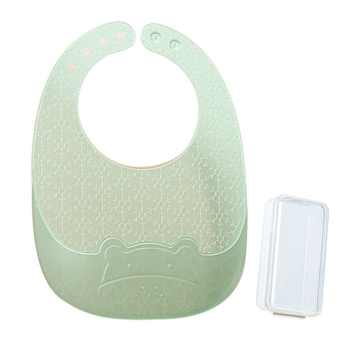 Super Soft Silicone+Nano Silver Baby Bib Food Crumb Catcher Adjustable Toddler Eating Bib with Storage Box ST