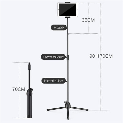 GF160 For 3.5-10 inches Phone/Tablet Floor Stand Tripod Holder Mount 360 Degree Rotating Phone Bracket