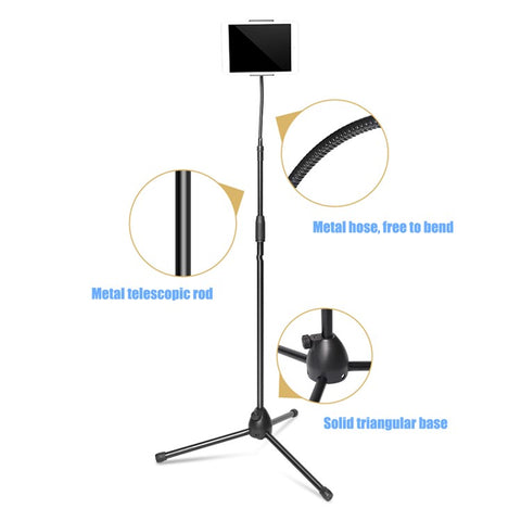 GF160 For 3.5-10 inches Phone/Tablet Floor Stand Tripod Holder Mount 360 Degree Rotating Phone Bracket