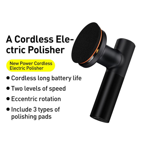 BASEUS New Power Cordless Electric Polisher with Flat Foam Pad + Waffle Foam Pad + Wool Pad + Type-C Charging Cable