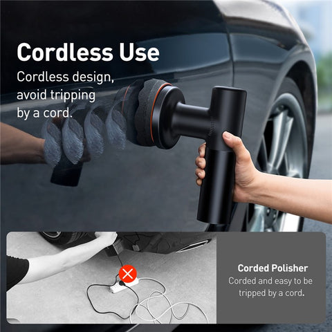 BASEUS New Power Cordless Electric Polisher with Flat Foam Pad + Waffle Foam Pad + Wool Pad + Type-C Charging Cable