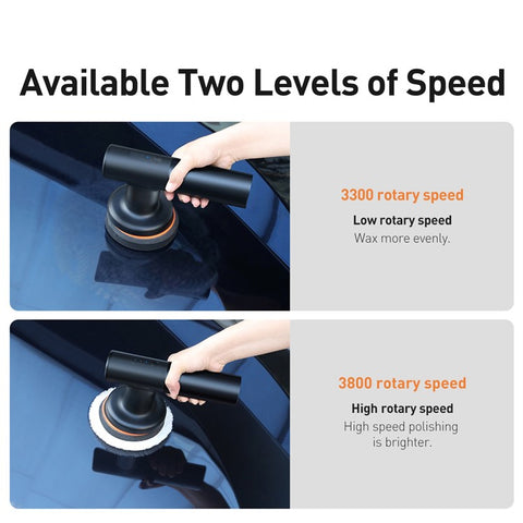 BASEUS New Power Cordless Electric Polisher with Flat Foam Pad + Waffle Foam Pad + Wool Pad + Type-C Charging Cable