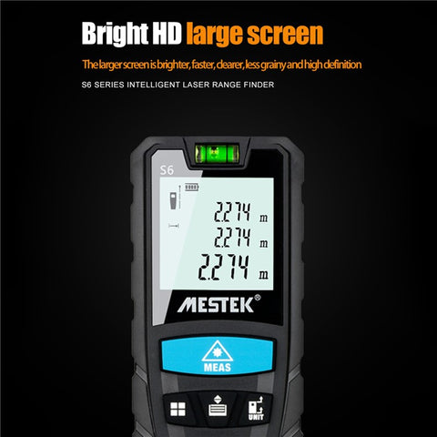 MESTEK S6 Multifunction Distance Meter Laser Measure Meter 50m/164ft Digital Screen Portable Area Volume Measure Tool