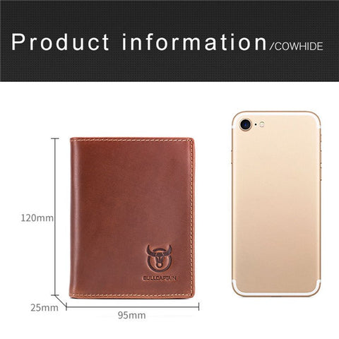 BULLCAPTAIN 027 Thickened Top-Layer Cowhide Leather Wallet RFID Blocking Card Pouch Coin Storage Bag Pouch