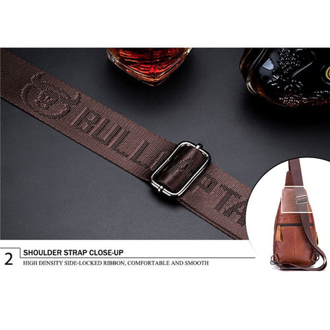 BULLCAPTAIN 129 Top-Layer Cowhide Leather Outdoor Chest Bag Crossbody Sling Bag Casual Daypack