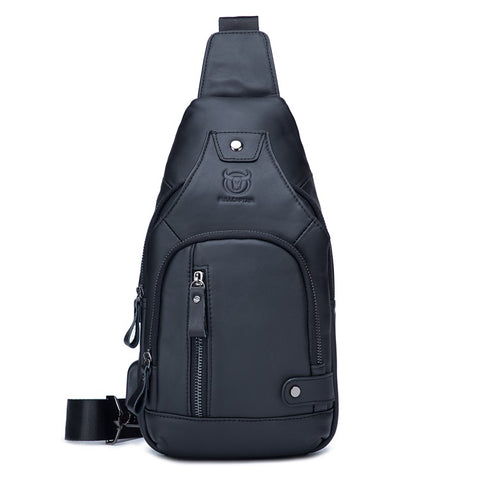 BULLCAPTAIN 129 Top-Layer Cowhide Leather Outdoor Chest Bag Crossbody Sling Bag Casual Daypack