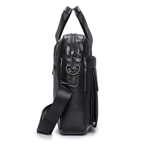 BULLCAPTAIN 046 Top-Layer Cowhide Leather Men Laptop Handbag Briefcase Crossbody Bag