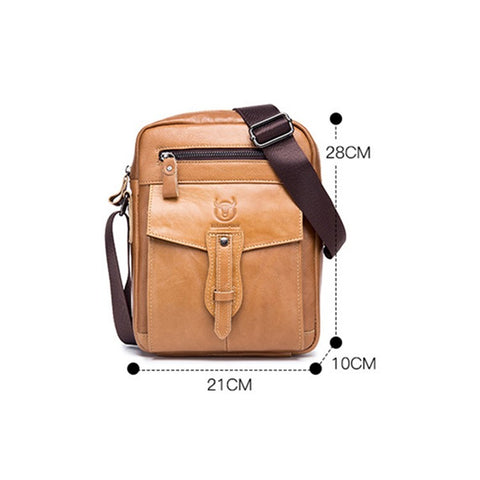 BULLCAPTAIN 053 Business Style Shoulder Bag Top-Layer Cowhide Leather Travel  Bag Large Crossbody Bag, Size: L