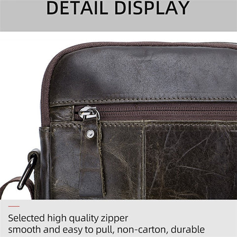 BULLCAPTAIN 035 Crossbody Shoulder Bag Top-Layer Cowhide Leather Tablet Storage Bag