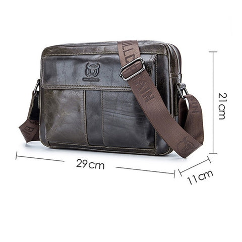 BULLCAPTAIN 035 Crossbody Shoulder Bag Top-Layer Cowhide Leather Tablet Storage Bag