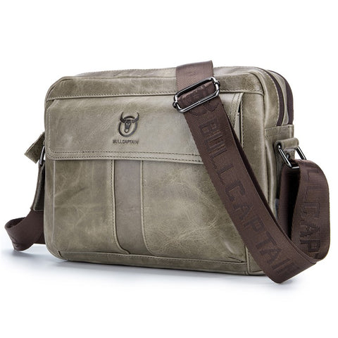 BULLCAPTAIN 035 Crossbody Shoulder Bag Top-Layer Cowhide Leather Tablet Storage Bag