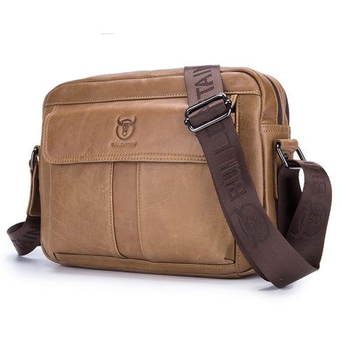 BULLCAPTAIN 035 Crossbody Shoulder Bag Top-Layer Cowhide Leather Tablet Storage Bag