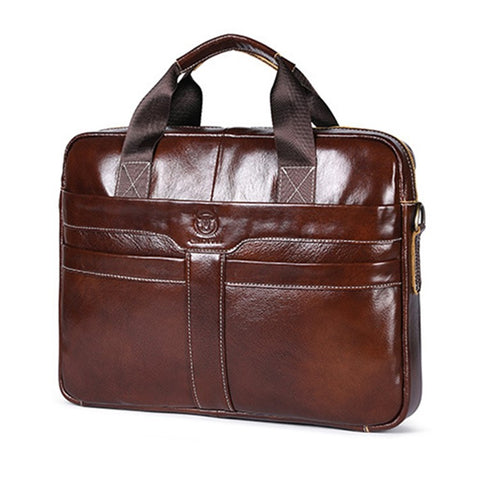 BULLCAPTAIN 053 Business Briefcase Top-Layer Cowhide Leather Handbag Shoulder Bag Laptop Messenger Crossbody Bag