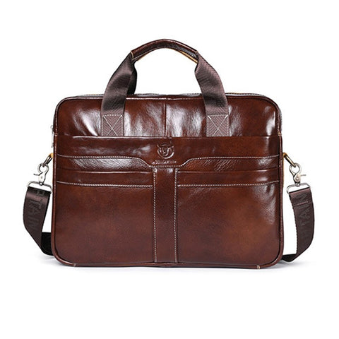 BULLCAPTAIN 053 Business Briefcase Top-Layer Cowhide Leather Handbag Shoulder Bag Laptop Messenger Crossbody Bag